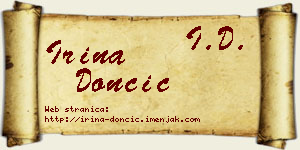 Irina Dončić vizit kartica